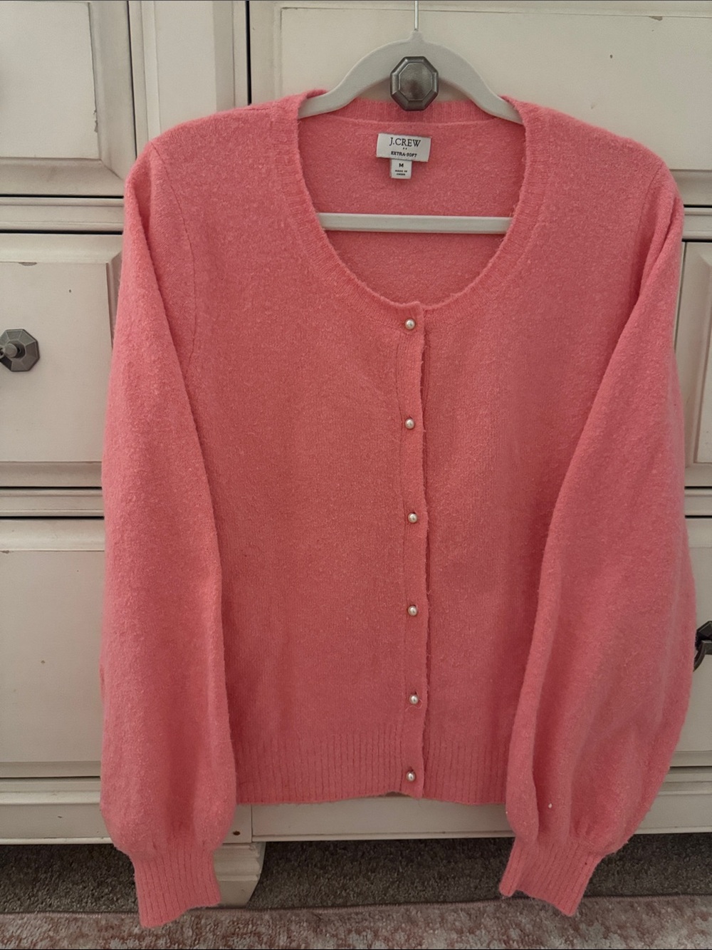 J.Crew Pink sweater with pearls 💗